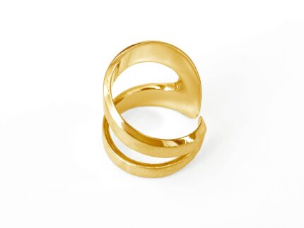 Gold ring with a white background