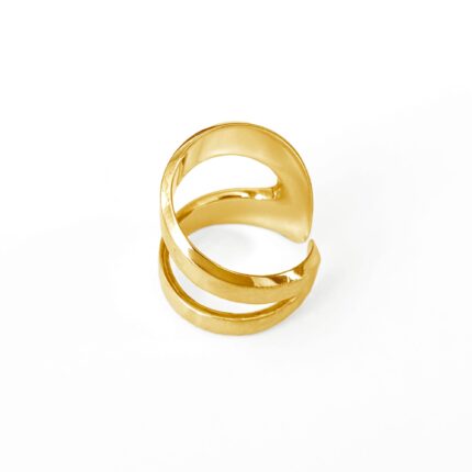 Gold ring with a white background