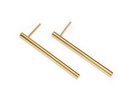 Tubular Linear Line Earrings in gold