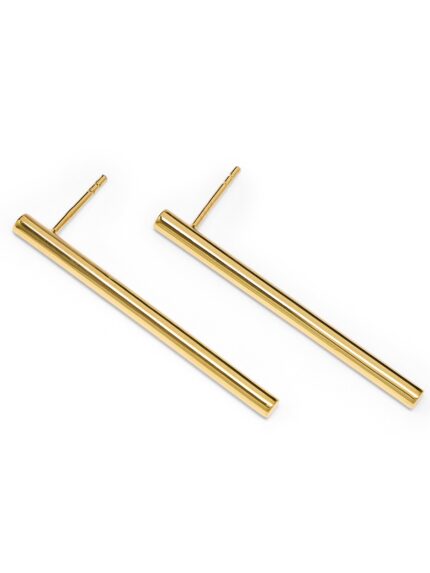 Tubular Linear Line Earrings in gold