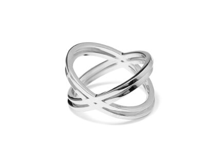Double X statement geometric ring in silver
