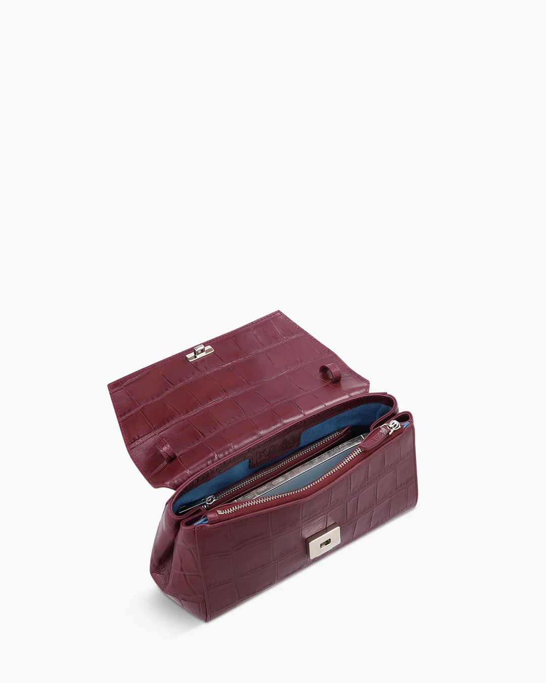 Ikon_Clutch_Soft_Croco_Leather_Merlot_03.jpg KAAI Ikon Clutch Leather Croco Embossed Merlot