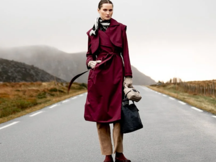 BRGN Regndrape Wine Red Trench Coat Waterproof