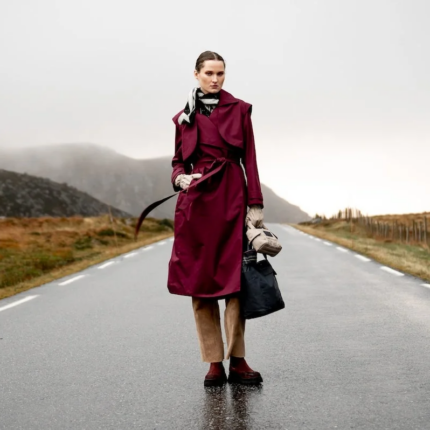 BRGN Regndrape Wine Red Trench Coat Waterproof