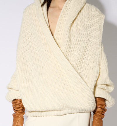 Liviana Conti Cold Shoulder Chunky Knit Jumper - Natural Cream