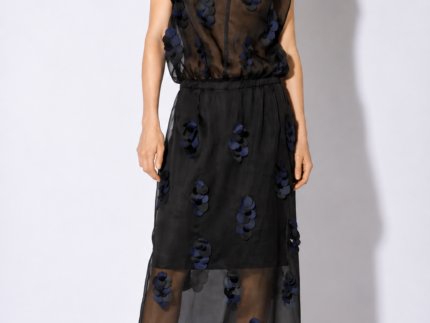 Liviana Conti Sheer Silk Applique Outfit - Black