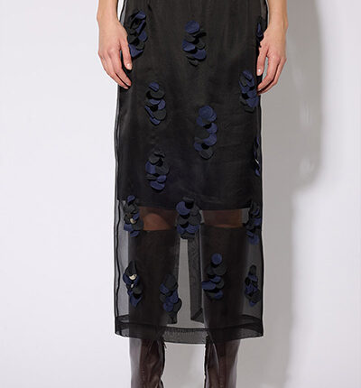 Liviana Conti Sheer Silk Applique Skirt - Black