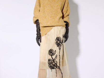 Liviana Conti Sheer Silk Embroidered Skirt - Natural