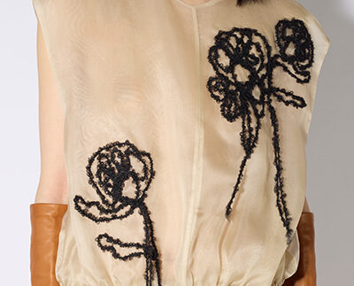 Liviana Conti Sheer Silk Embroidered Top - Natural