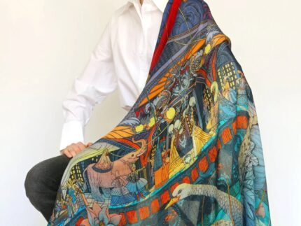 Pig Chicken Cow Cashmere Silk Scarf Opera House