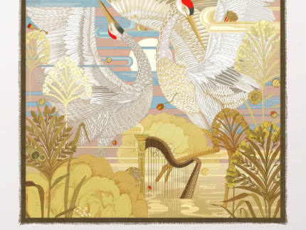 Pig Chicken Cow Scarf Cranes Day Cashmere Silk Scarf