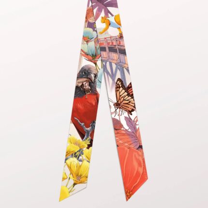 Pig Chicken Cow Scarf Adventures in a Summer Dream II Silk Twilly