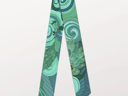 Pig Chicken Cow Scarf Phoenix Green Silk Twilly