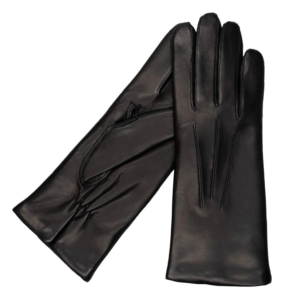 Ava Black Karma Gloves Ava Black Leather Touchscreen Gloves Lined in Cashmere