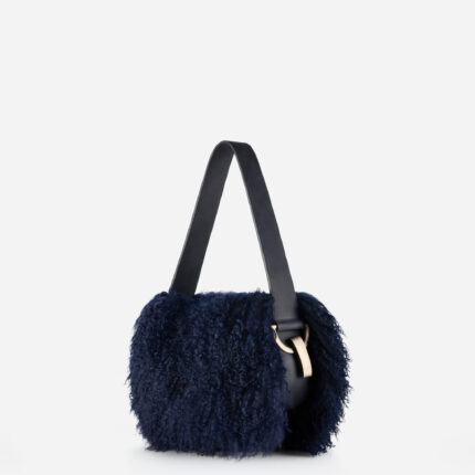 Bucla Navy Sheepskin Dillon Bag Large