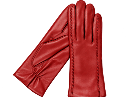 Karma Gloves Holly Red Stitched Leather Gloves Lined in Cashmere