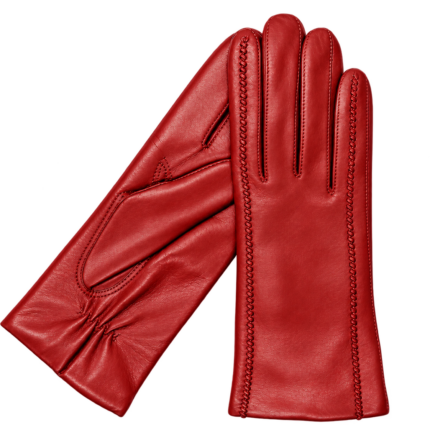 Karma Gloves Holly Red Stitched Leather Gloves Lined in Cashmere