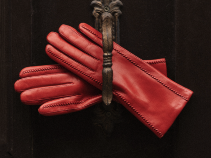Karma Gloves Holly Red Stitched Leather Gloves Lined in Cashmere