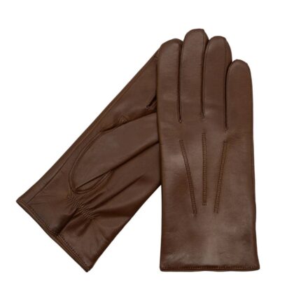 Karma Gloves Owen Brown Mens Leather Touchscreen Gloves Lined in Cashmere