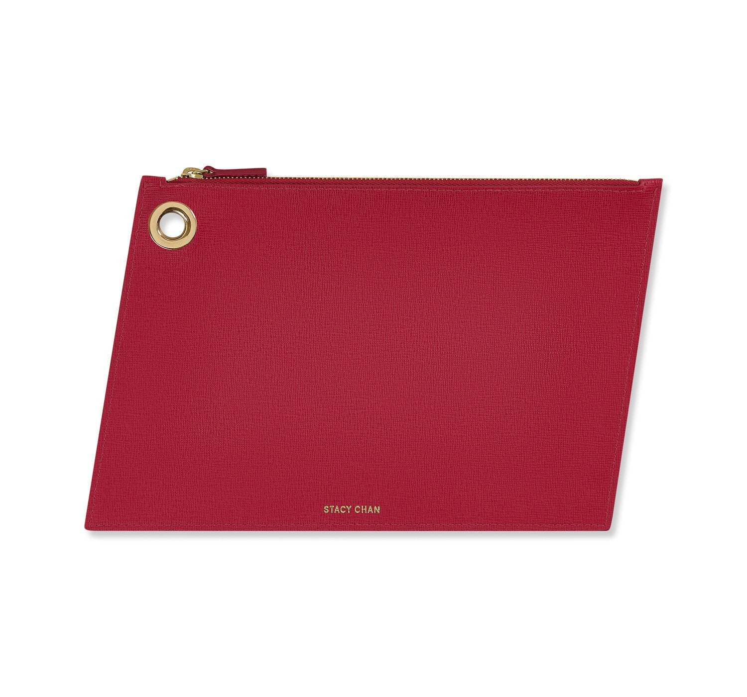 Fuchsia Italian Leather Large Pouch Clutch