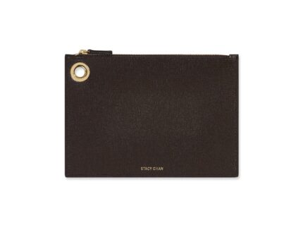 Brown Italian Leather Pouch Clutch