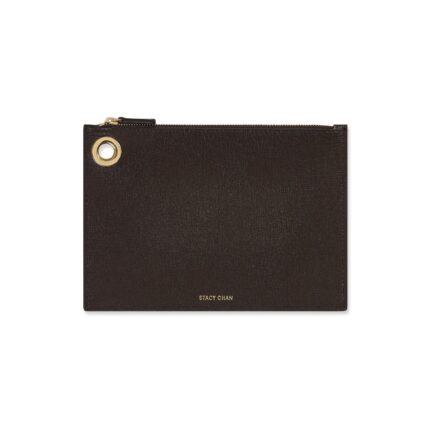 Brown Italian Leather Pouch Clutch