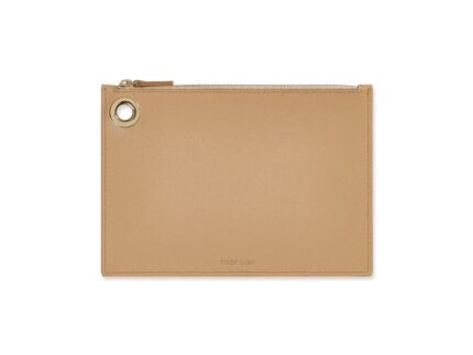 Nude Italian Leather Pouch Clutch