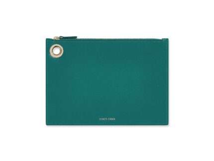 Teal Italian Leather Pouch Clutch