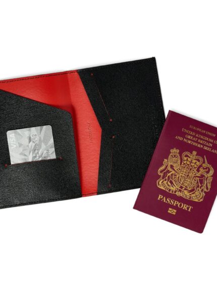 Black Leather Passport Holder Travel Wallet - Italian leather