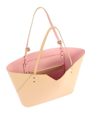 Nude Beige Leather Tote Bag - Designer Stacy Chan